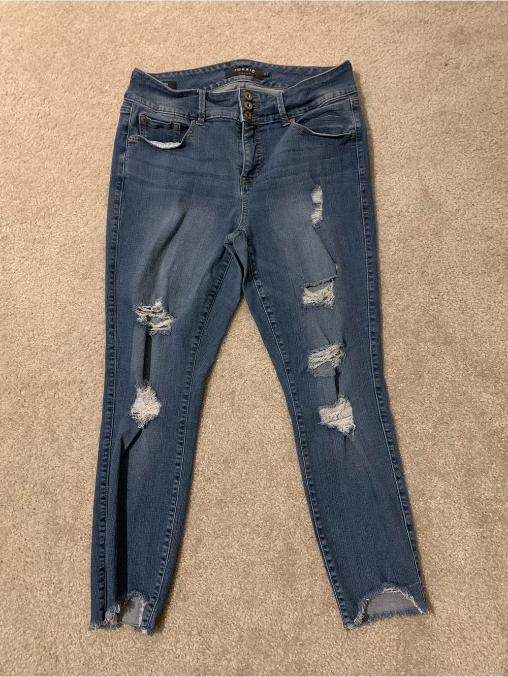 torrid Distressed High-Rise Jeggings - Denim Blue